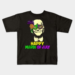 Happy Mardi Gras Joe Biden - Funny Sarcastic - 4th Of July Meme Kids T-Shirt